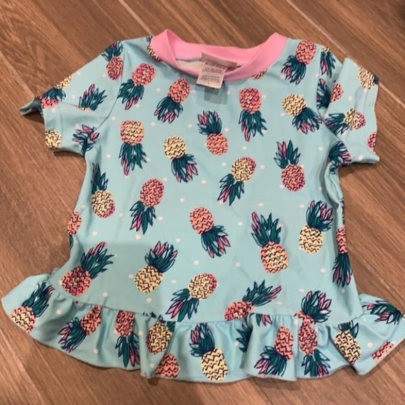 Floatimini Girl Pineapple 3 Piece Swimsuit Bathing Swimming Suit Size 4 - Picture 2 of 5